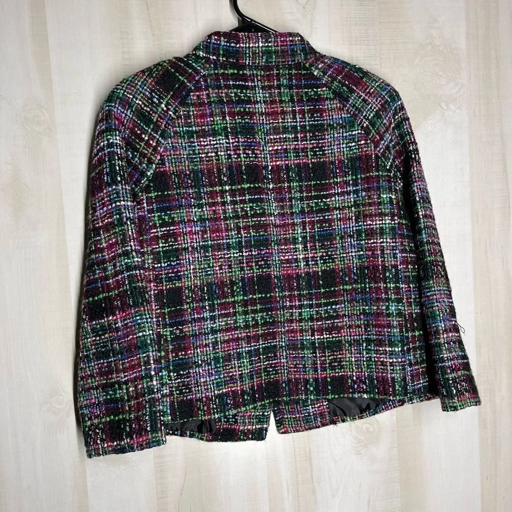 Talbots black‎ and multi color tweed blazer 3 button, size 8